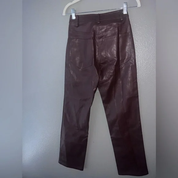 NWT MIAOU JUNIOR PANT IN BROWN VEGAN LEATHER XS - Picture 6 of 8